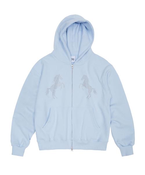 horse hood zip up (sky blue)