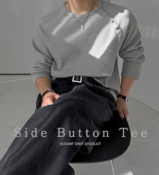 르사 와플 버튼 긴팔티