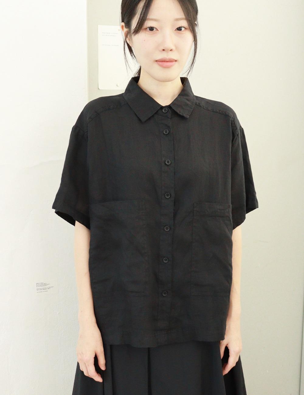 linen half-sleeve pocket shirt