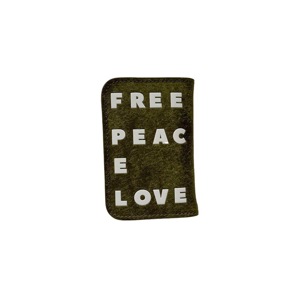 FREE PEACE LOVE 지갑 - 카키
