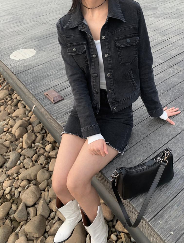 [타임라인서울] 흑청 데님 자켓