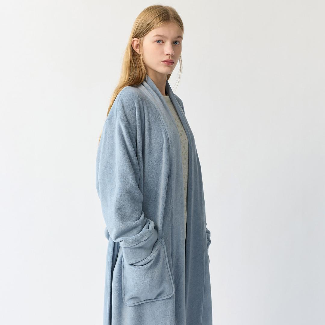 오즈 여성 후리스 로브 가운 잠옷 파자마 홈웨어 나이트 샤워 긴팔