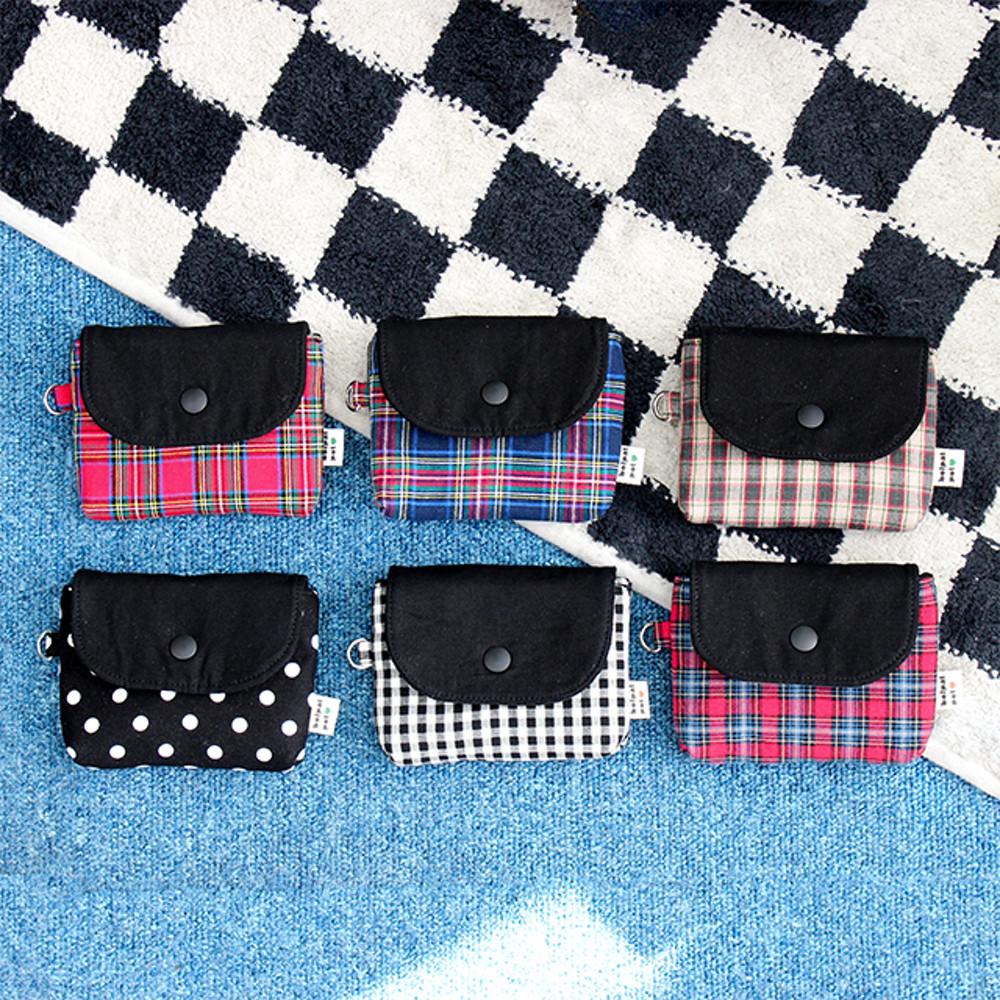 똑딱이 체크 도트 카드지갑 파우치(7color)