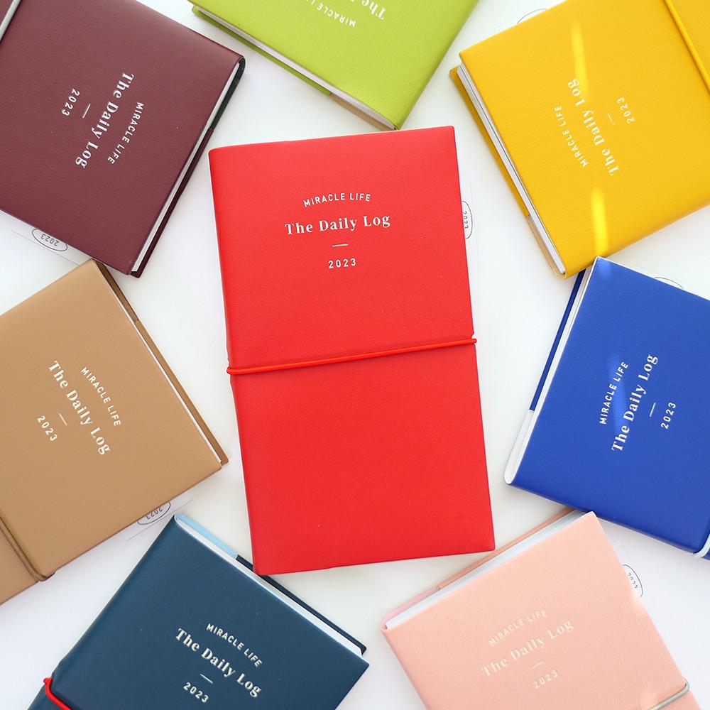 건망증 2023 데일리로그 다이어리 s 날짜형 심플한 고무줄 가죽 핸디형 2023플래너