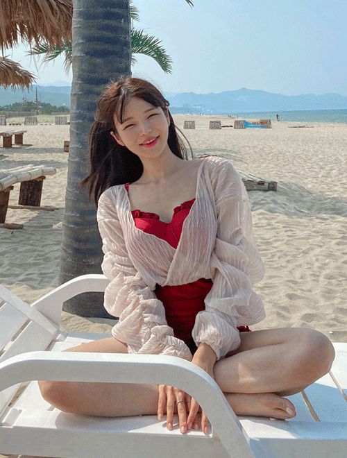 스트링 모노키니+랩블라우스 커버업SET (2P)