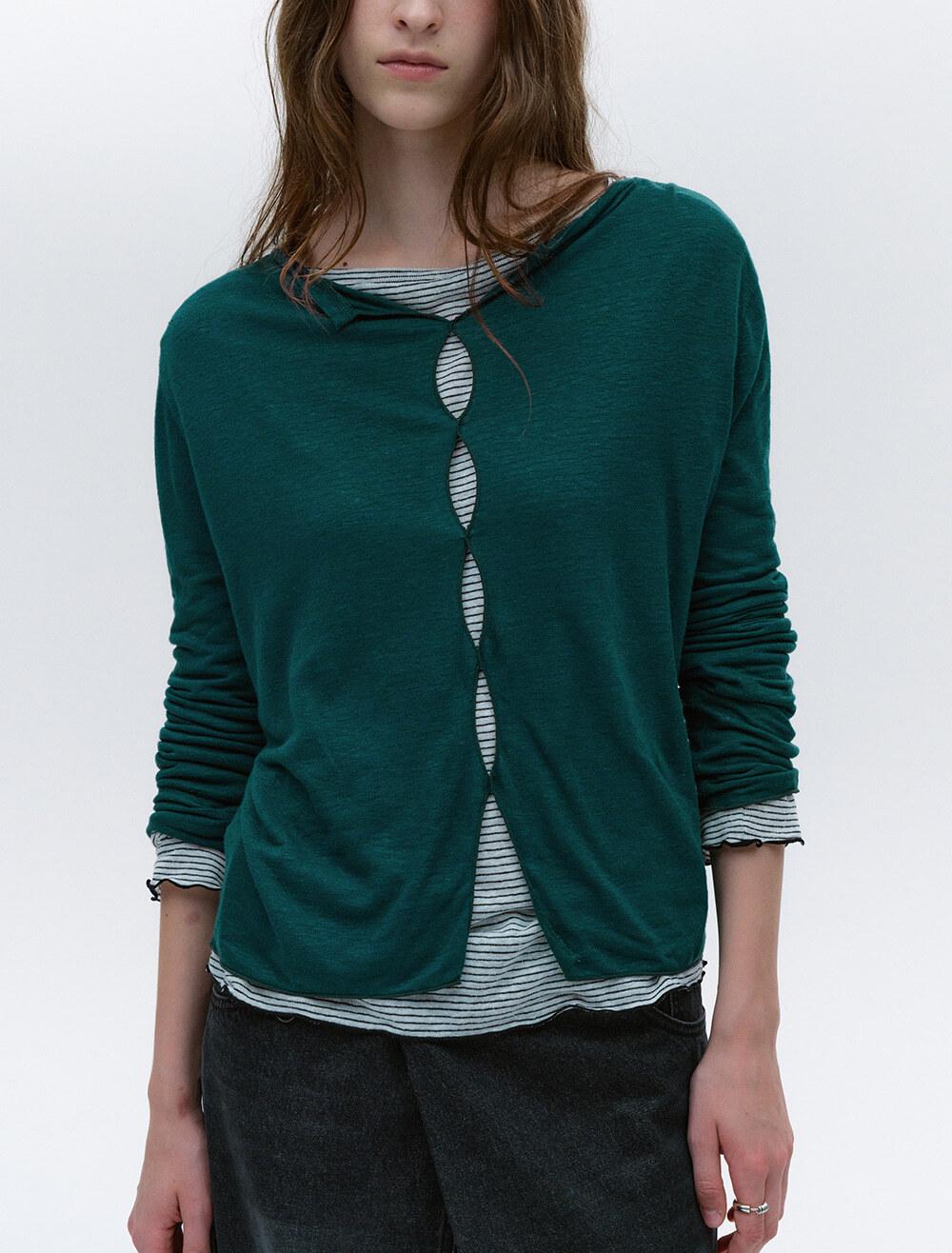 CUT-OUT DETAIL LAYERED TOP [BLUE GREEN]
