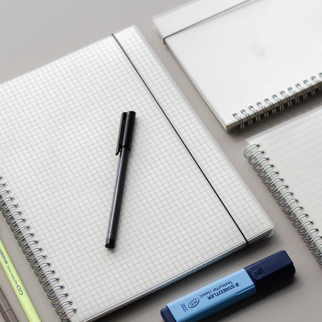 심플 스프링 무지 라인 방안 그리드 모눈 격자 PP A4 B5 A5 A6 대학 공책 노트