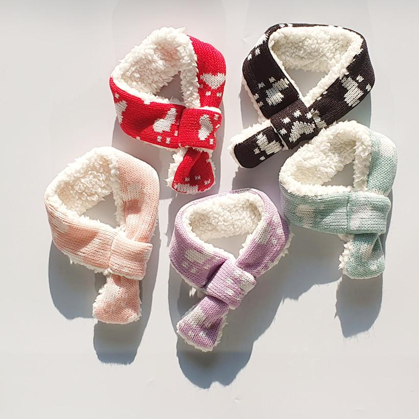 강아지 따뜻한 양털 하트 목도리