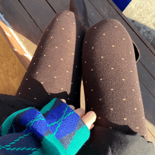 피치스튜디오 [6컬러] 도트 땡땡이 & 보카시 유발 코튼 면 타이즈 스타킹 (블랙 브라운 그레이 베이지 아이보리)