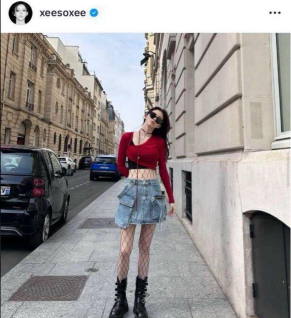 韓国ブランド・LALAFOX・ハンソヒ着用・デニムスカート　サイズS