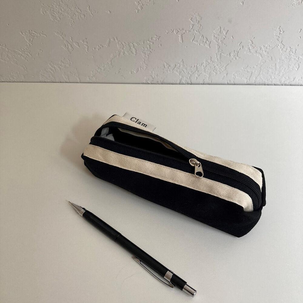 Clam round pencilcase _ Black (2Size)