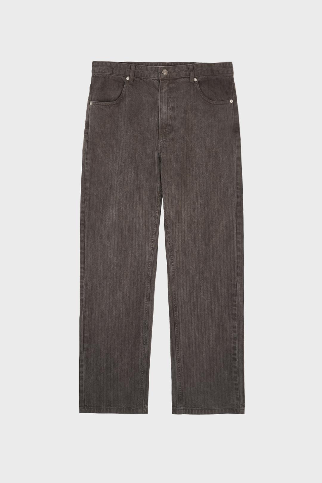 HERRINGBONE STRAIGHT PANTS BROWN