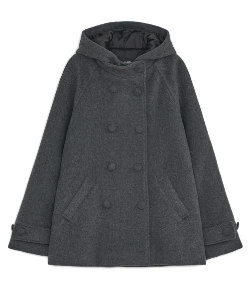후드 하프 코트 (차콜)