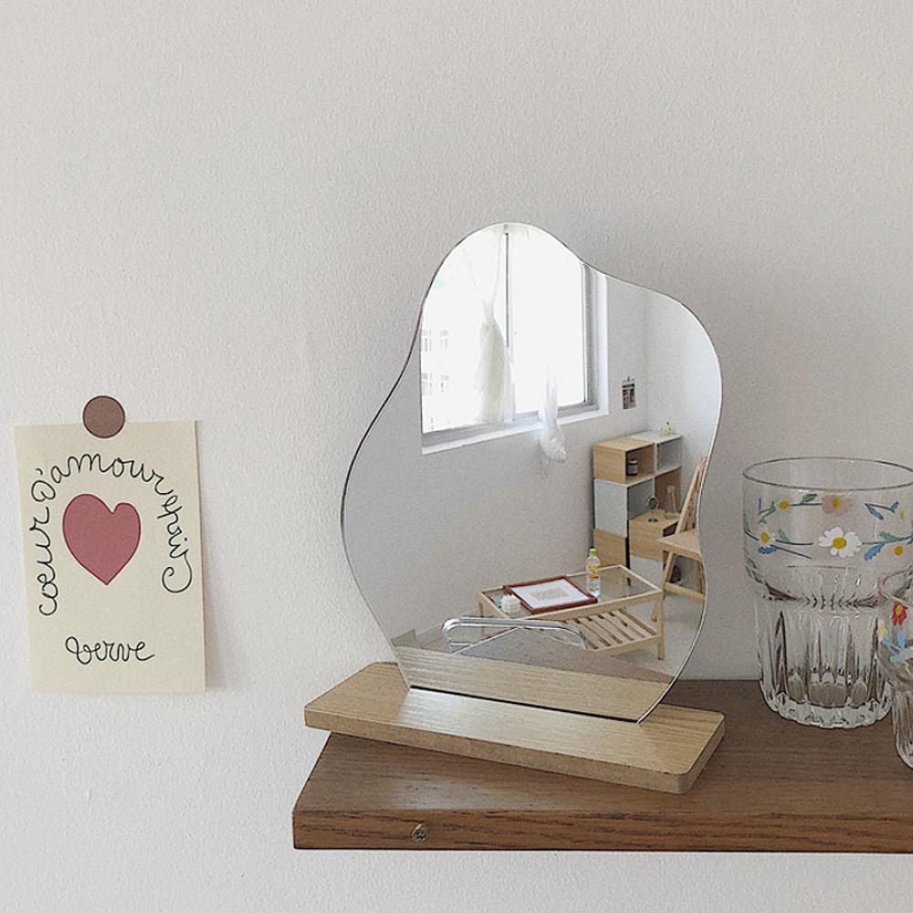 [23 end of year] 비정형웨이브거울 물결 인스타감성 원목 오브제 촬영소품