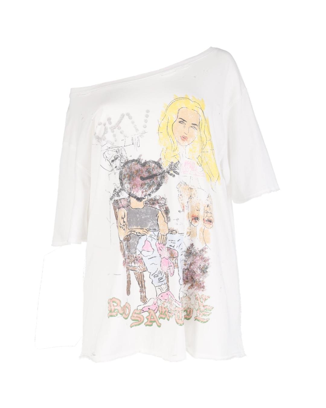 RKV destroyed off-shoulder tee - white