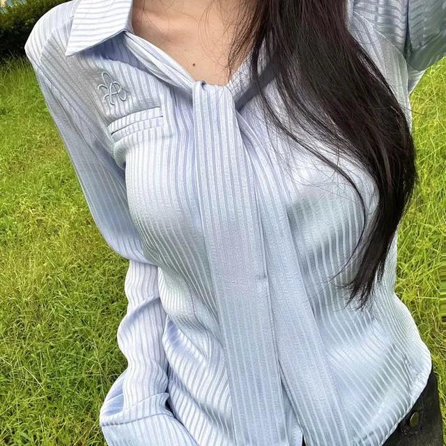 [comeback🩵]blue tie shirt
