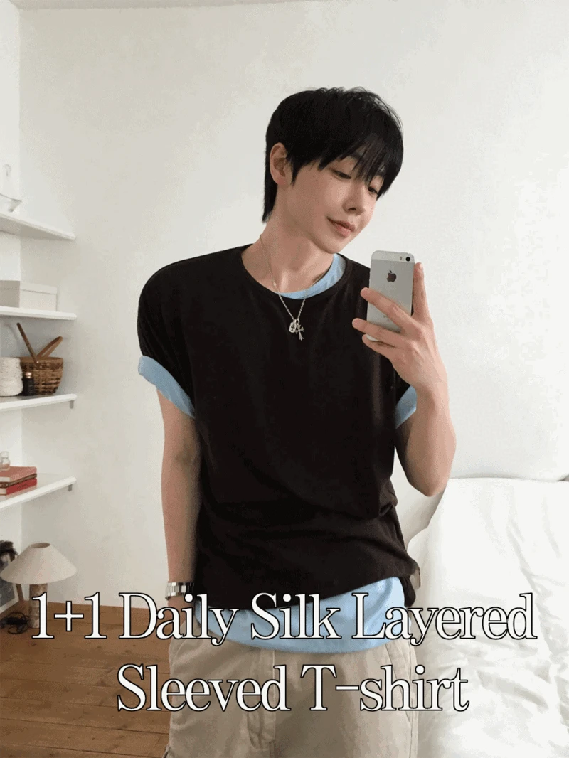 1+1 데일리 실켓 레이어드 반팔 티 (12color)