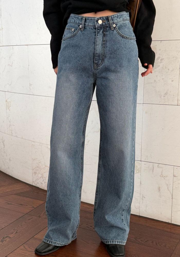 [ BEST] 스트라이프 트루핏 데님팬츠