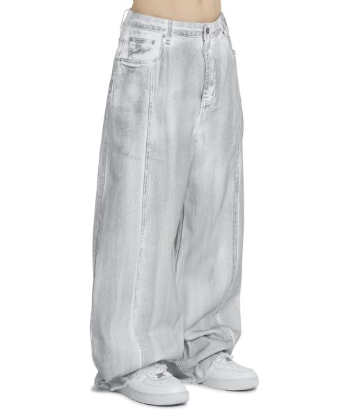 RAW HEM STITCHED WIDE VOLUME PANTS - DIRTY