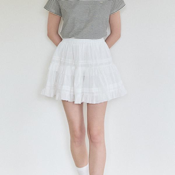 Pintuck Shirring Banding Skirt - White
