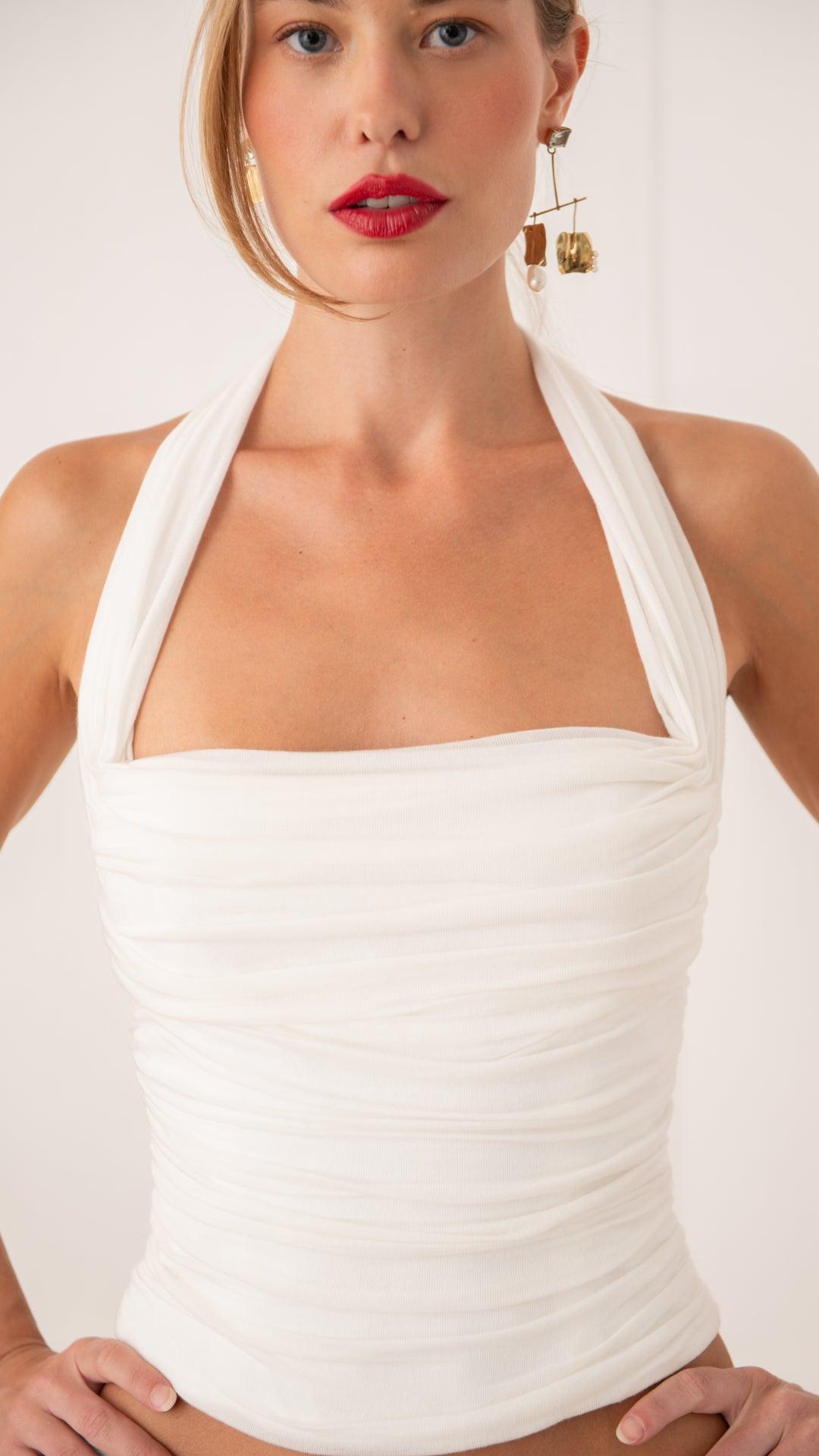 Silver Screen Halter Top - XS / White