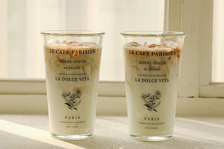 [규조토 티코스터 무료증정] 홈카페 레터링 강화유리 글라스컵