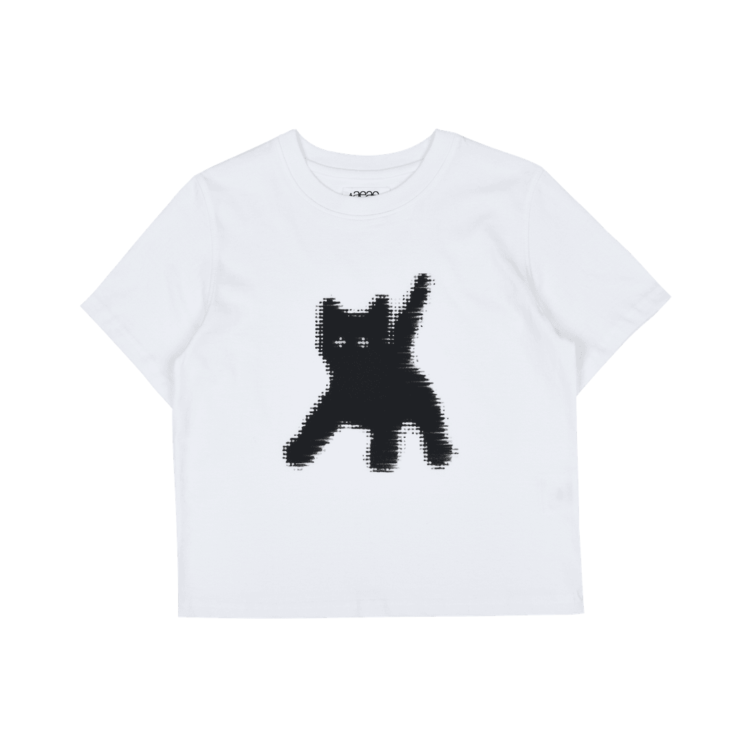 [즉시발송] FLASHED CATS EYE CROP T-SHIRTS [White]