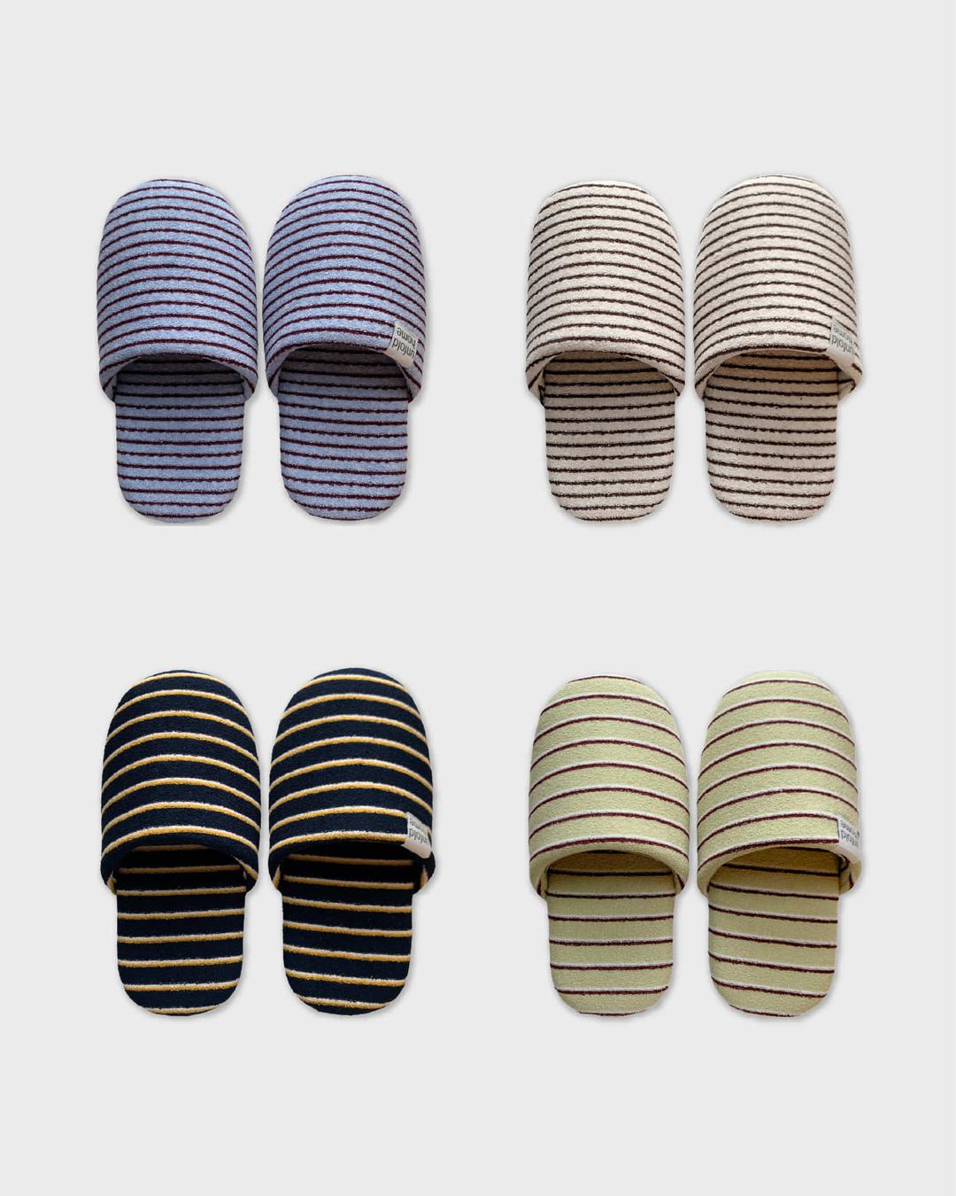 Stripe terry room shoes SET