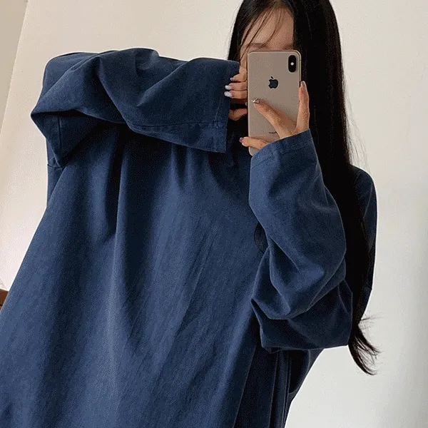 먼트 피그먼트 트임 박시핏 긴팔 티셔츠 -t (남녀공용,오버핏,빅사이즈,통통,77-88,가을신상,간절기,fw,힙한,스트릿,기본,무지,심플)