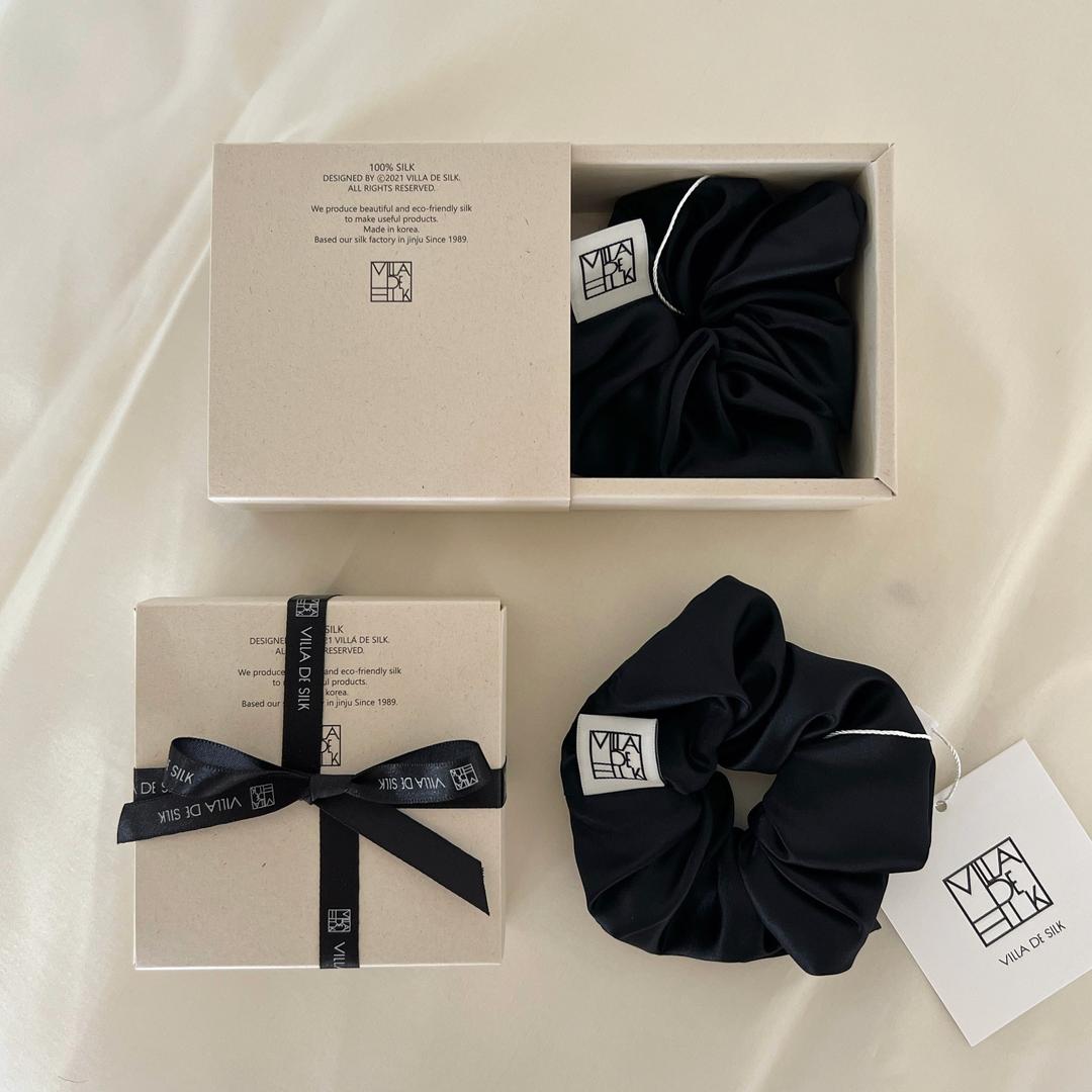 High density 100% silk scrunchie (2colors)