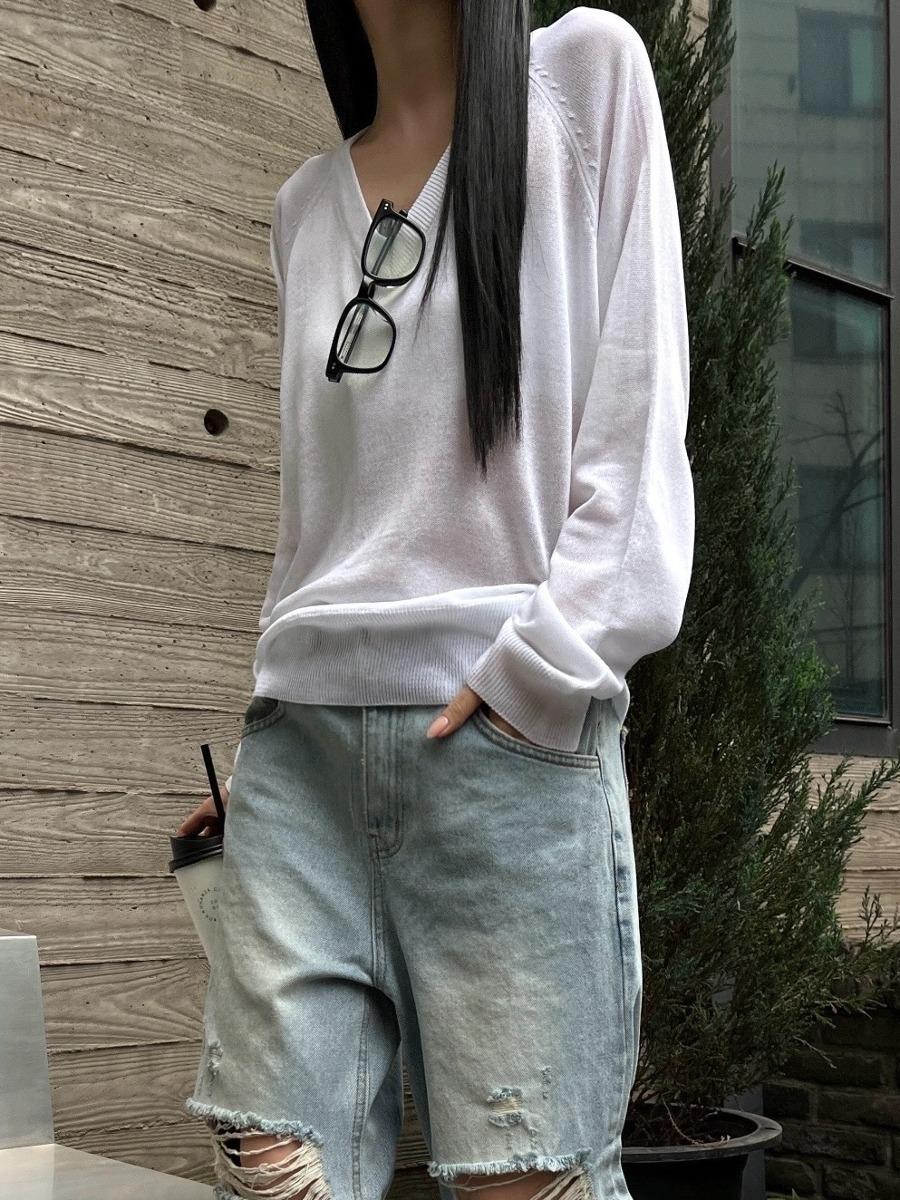 이네기 Summer V-neck Knit (2color)