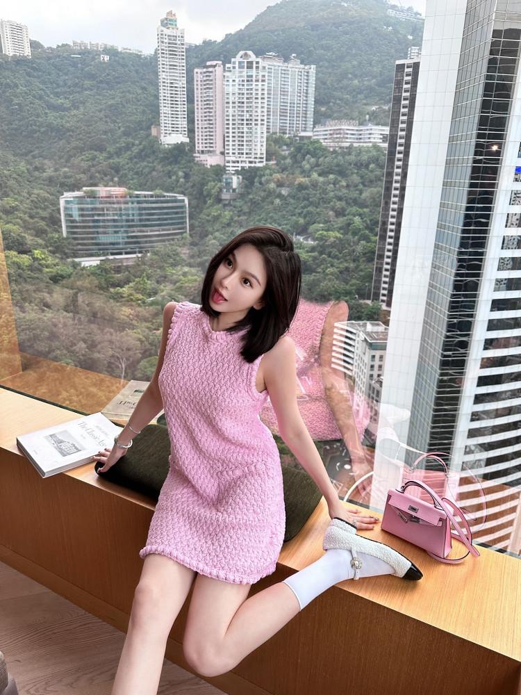 핑크 플라워 핸드 원피스 / 선주문