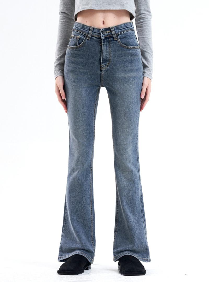 [7160] (기모 옵션) 캣 브러쉬 슬림 부츠컷 데님 (진청)