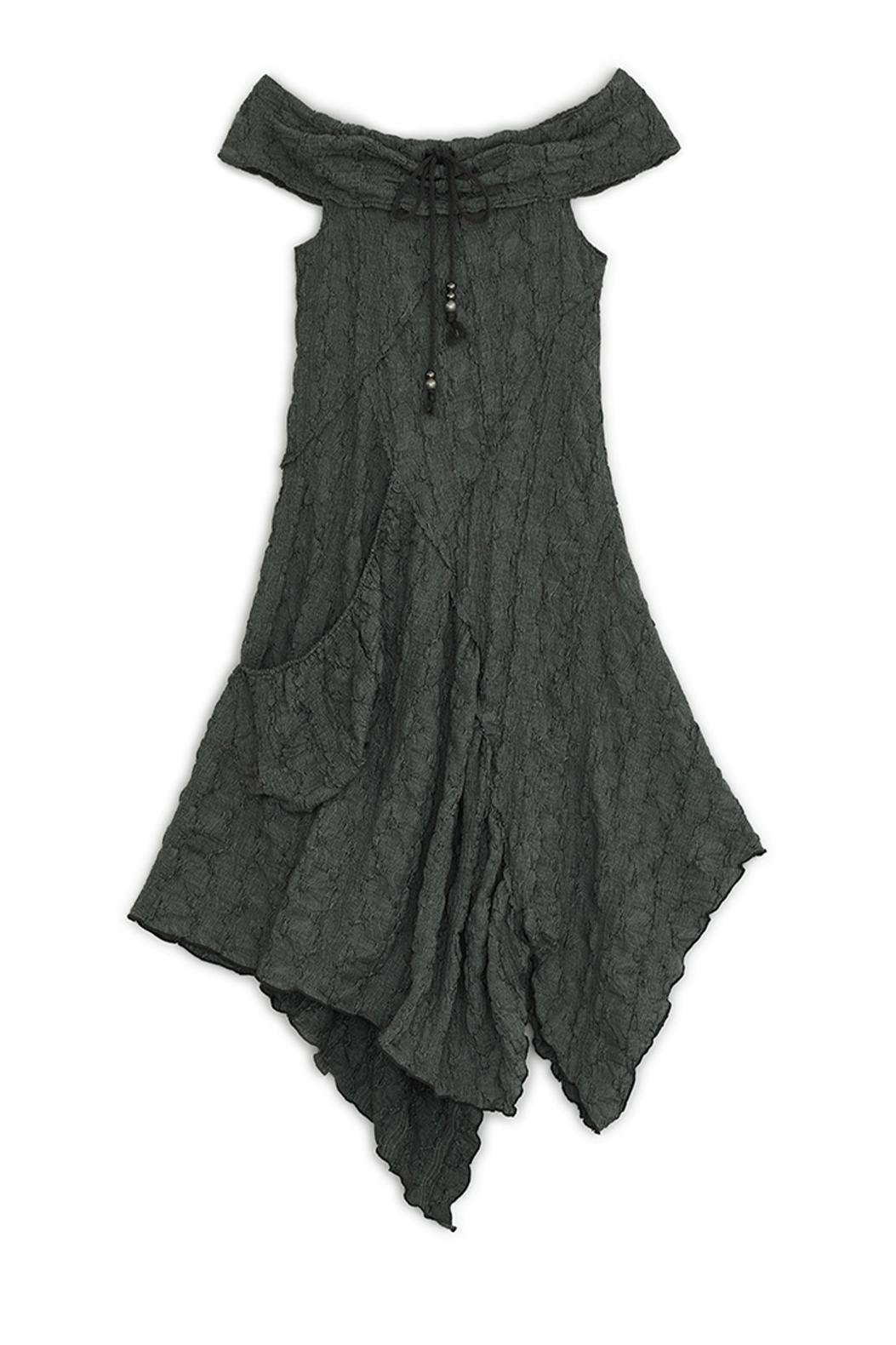 [2월 25일 출고] Draw-string off-shoulder dress (Charcoal)