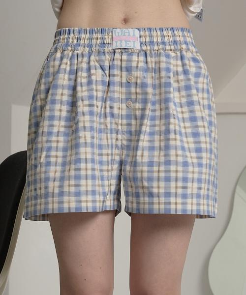 체크 복서 쇼츠 블루