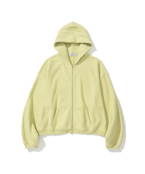 Men Oversized Sweat Hoodie Zip-Up Yellow