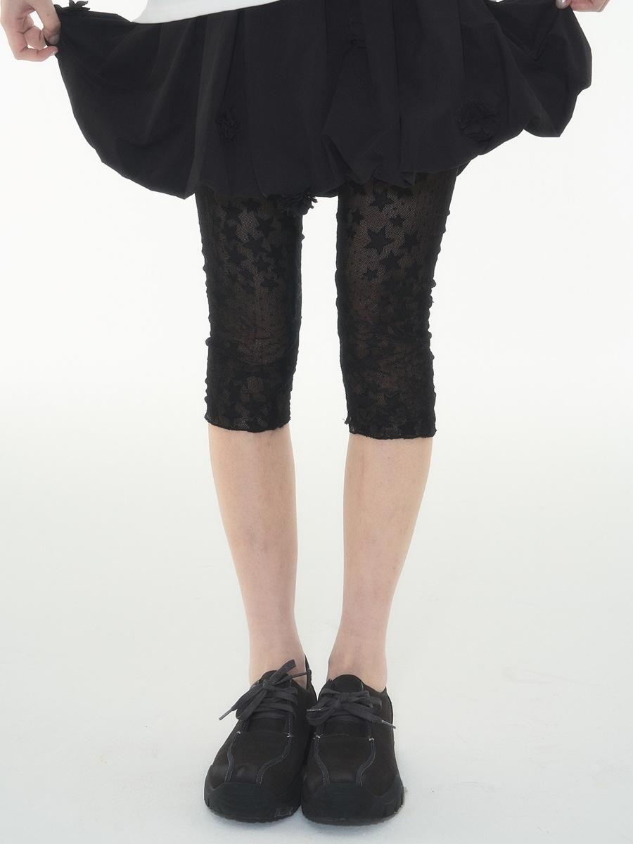 TWODAYSOFF Lace Star Jacquard Cropped Leggings (2color)