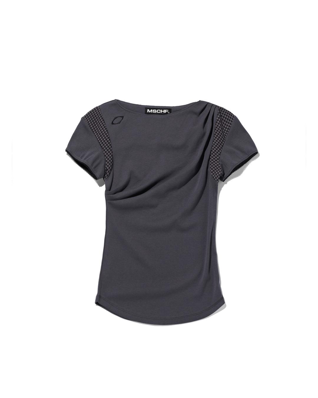COWL CHECK BLOCK TOP_CHARCOAL