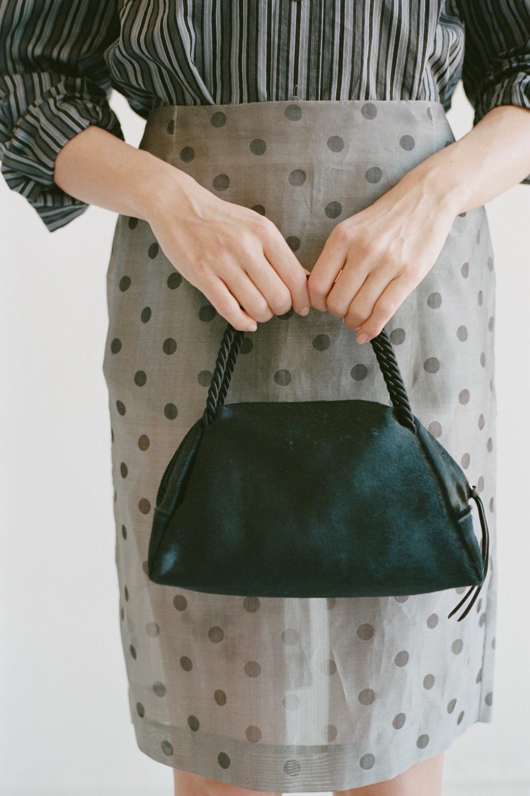 SUN PURSE, BLACK PONY HAIR - BLACK CALF
