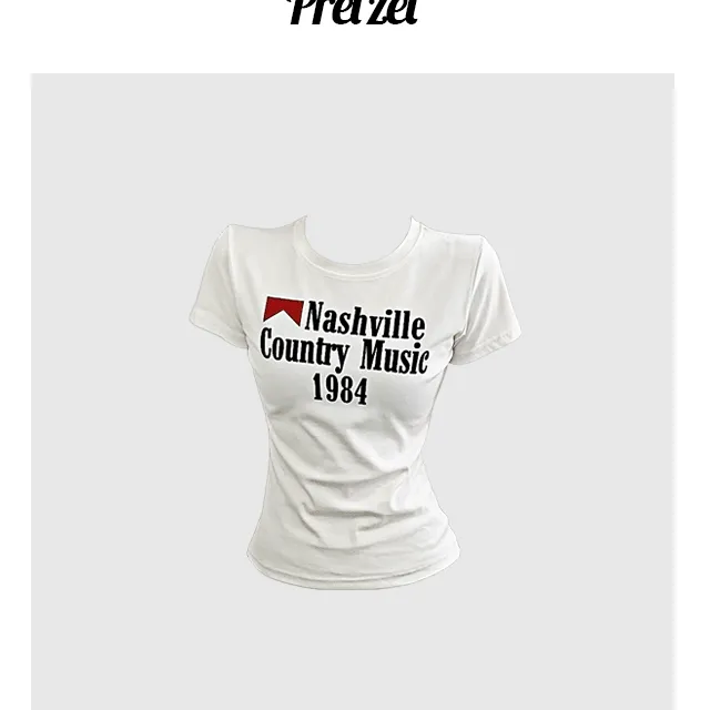 네쉬빌 레터링 라운드 슬림 반팔