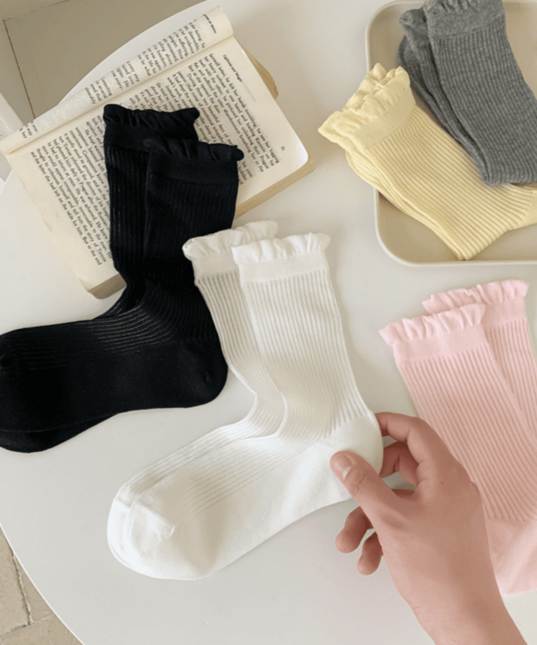 나의하루 [1+1]프릴 시스루양말 여름 골지 스타킹양말 얇은 망사 레이스 메리제인 로퍼 플랫슈즈