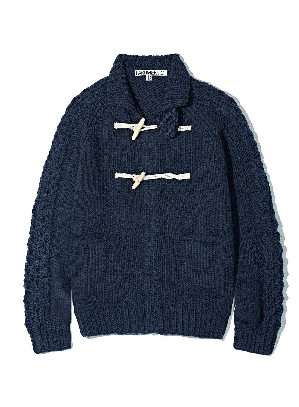 100% Wool Sailor Toggle Knit Jacket_Navy