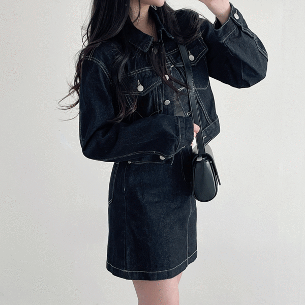 스티치 생지 자켓+스커트 SET