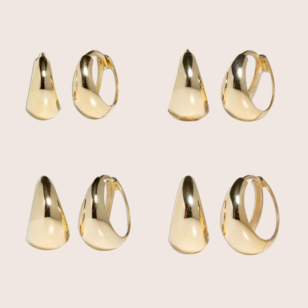 14k 18k 물방울 드롭 후프 원터치 링 귀걸이