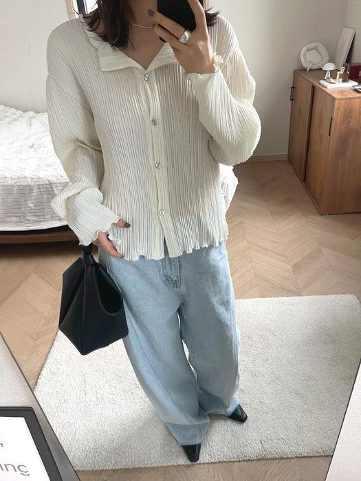 Ziggle Pleats Cardi-blouse_Sharp Ivory