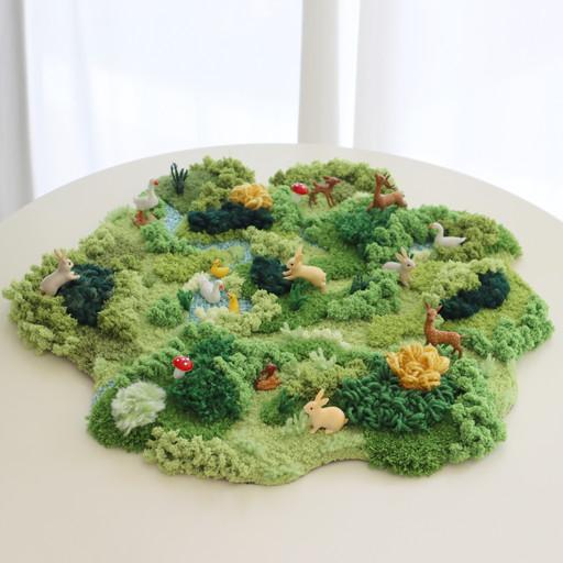 헤이터프 미니어처 배경용 원형 터프팅 잔디러그