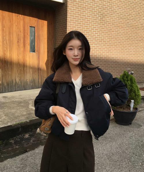 25FW FAUX 양모 항공 다운 점퍼