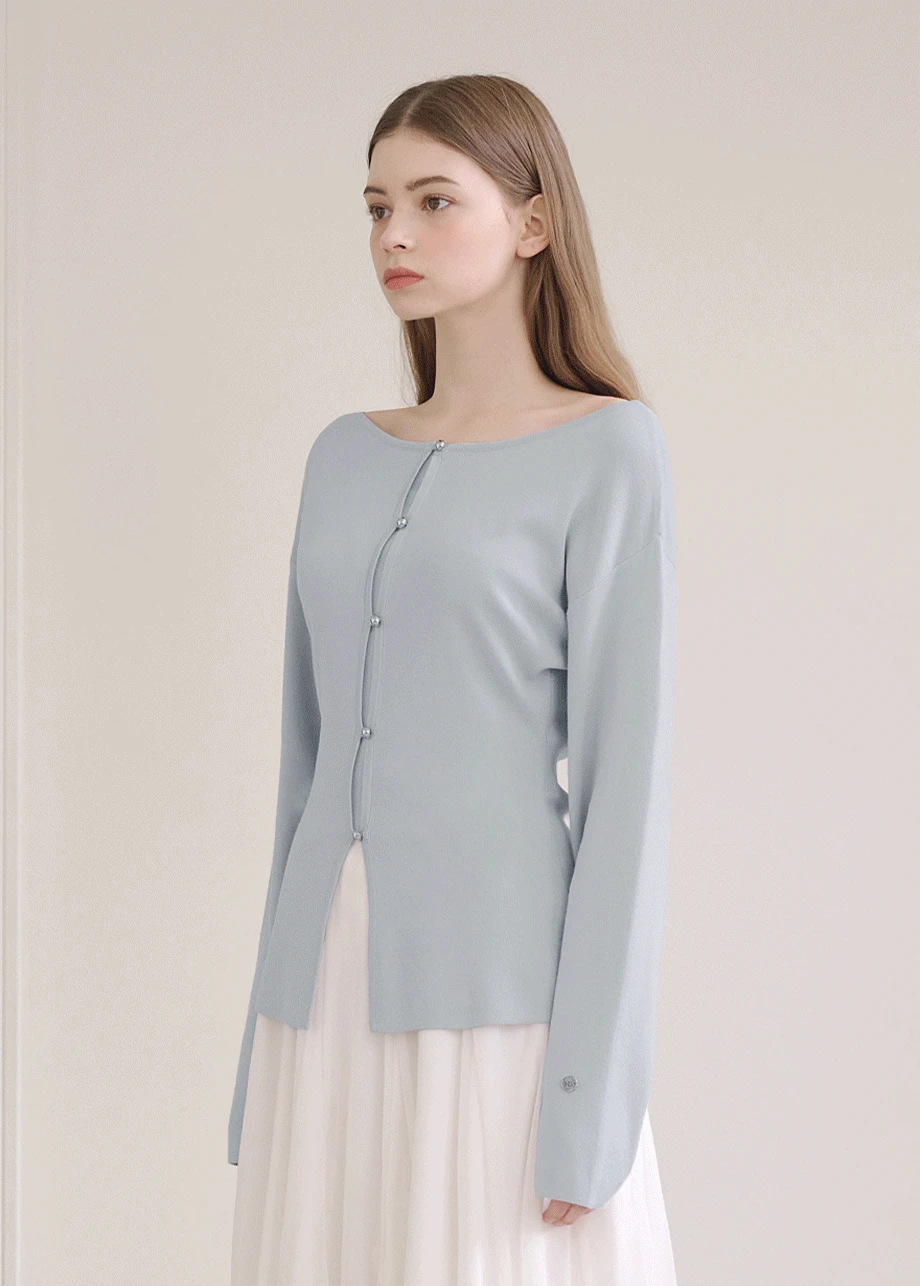 [44-120] Evelyn Boat Neck Flare Knit  