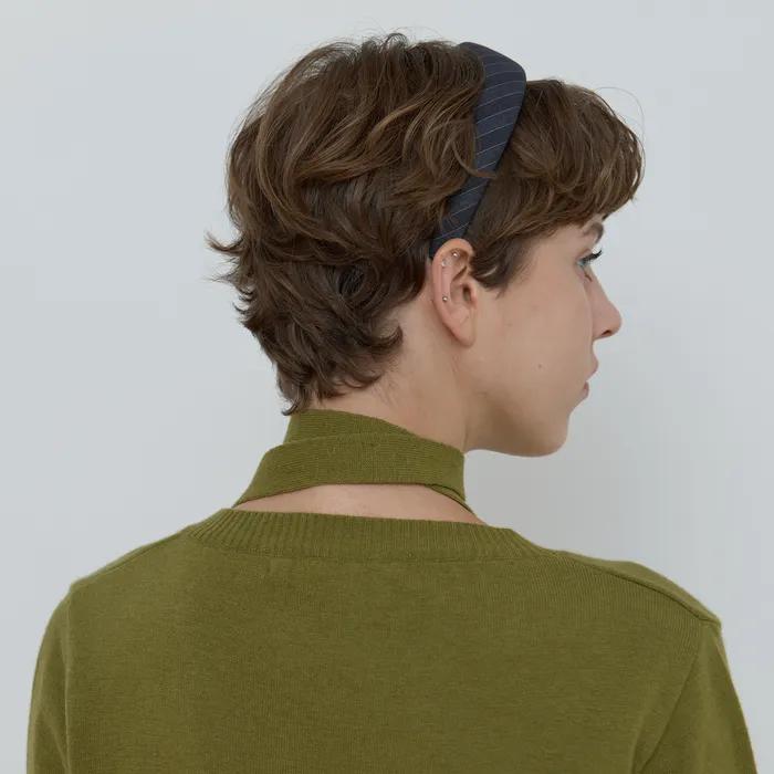 STRIPE HAIR BAND_CHARCOAL/GREY