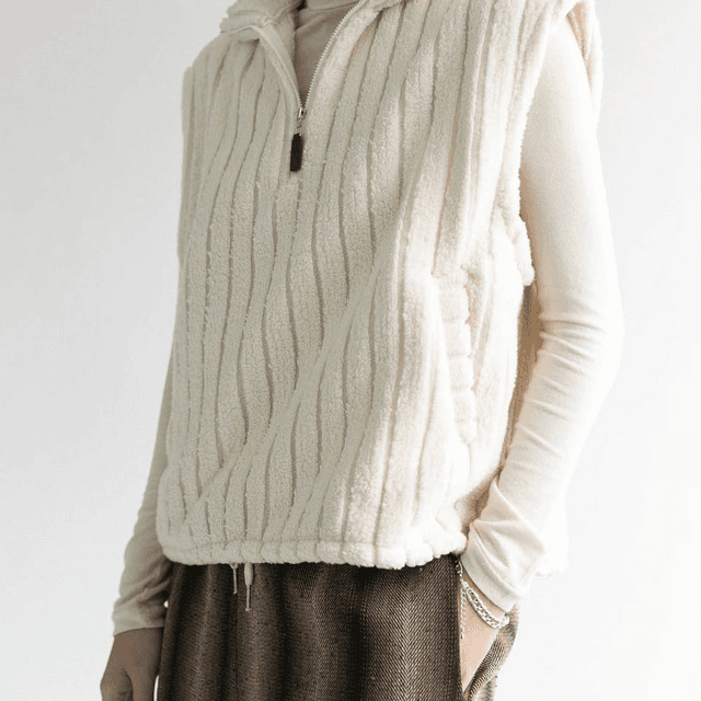 푸들 골지하프집업베스트